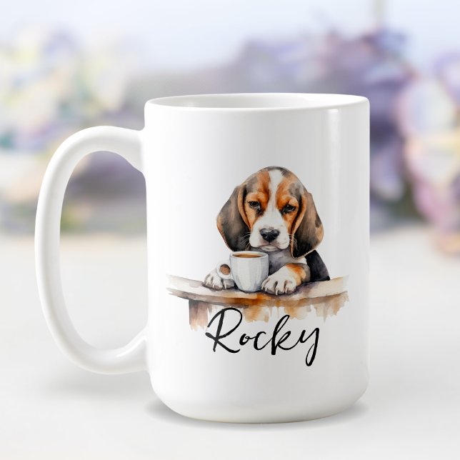 Beagle dog with coffee mug, dog with attitude coffee mug (Creator Uploaded)