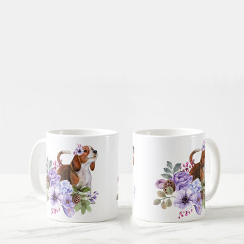 Beagle Dog With Flowers Graphic Coffee Mug by PaintedDreamsDesigns at Zazzle