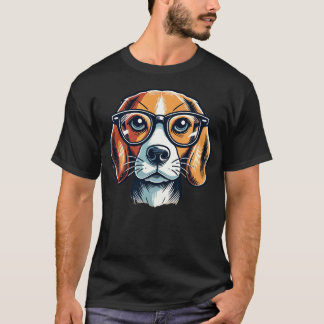 Beagle Dog With Glasses Pop Art Style T-Shirt