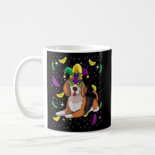 Beagle Dog With Parade Mask Mardi Gras Party  Coffee Mug