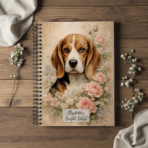 Beagle Dog with Roses Notebook
