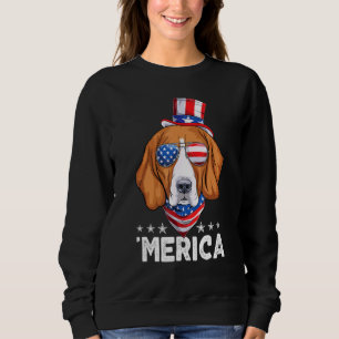 Beagle Dog With Sunglasses American Usa Flag 4th O Sweatshirt