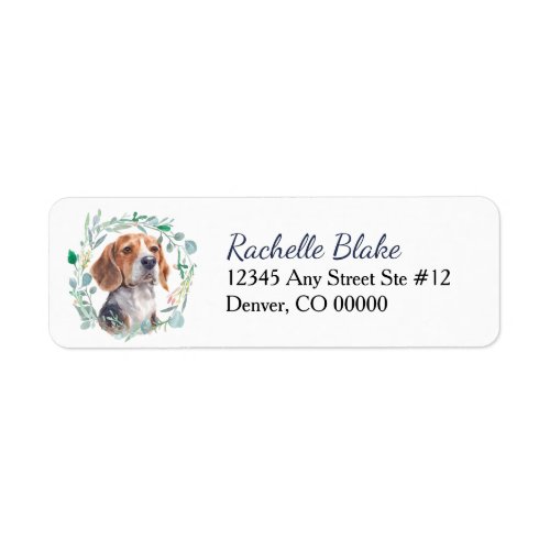 Beagle Dog Wreath Return Address Label