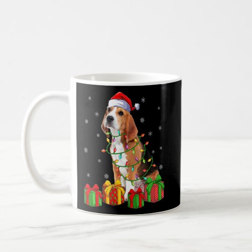Beagle Dog Xmas Lighting Santa Hat Beagle Christma Coffee Mug