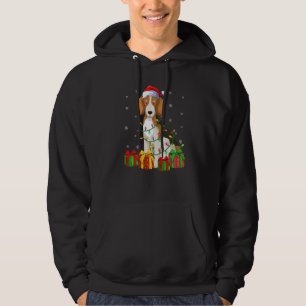 Beagle Dog Xmas Lighting Santa Hat Beagle Christma Hoodie