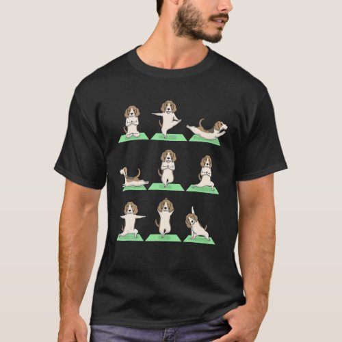 Beagle Dog Yoga Pose Zen Cute Workout Exercise Yog T_Shirt
