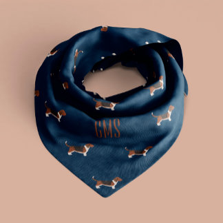 Beagle Dogs Pattern Monogrammed Bandana