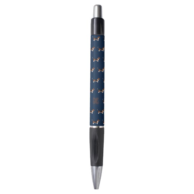 Beagle Dogs Pattern Monogrammed Pen (Front Vertical)