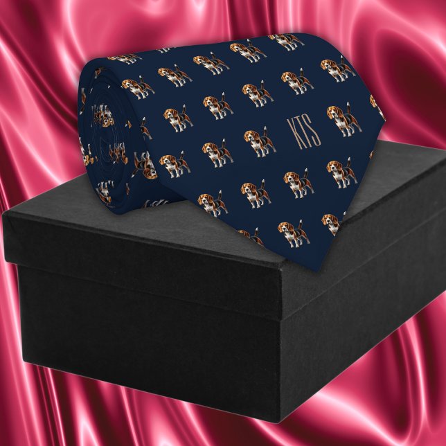 Beagle Dogs Pattern Monogrammed Veterinarian Neck Tie (Beagle Dogs Pattern Monogrammed Veterinarian Neck Tie)