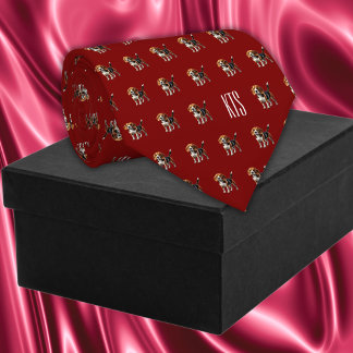 Beagle Dogs Pattern Monogrammed Veterinarian Neck Tie