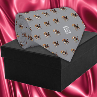 Beagle Dogs Pattern Monogrammed Veterinarian Neck Tie