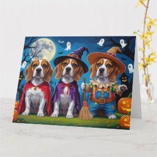 Beagle Dogs Pumpkin Halloween Funny Card