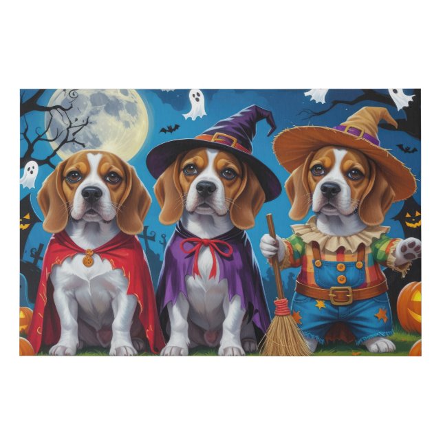 Beagle Dogs Pumpkin Halloween Funny Faux Canvas Print (Front)