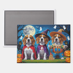 Beagle Dogs Pumpkin Halloween Funny Magnet