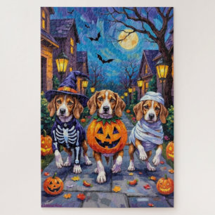 Beagle Dogs Trick-or-Treating in Halloween Costume Jigsaw Puzzle