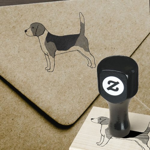 Beagle Drawing  Pet Dog Lovers Rubber Stamp