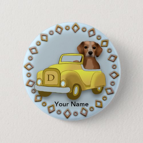 Beagle Driving Car  custom name Button