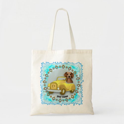 Beagle Driving Car custom name Tote Bag