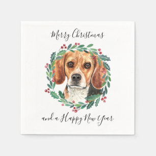 Beagle Elegant Dog Merry Christmas Napkins