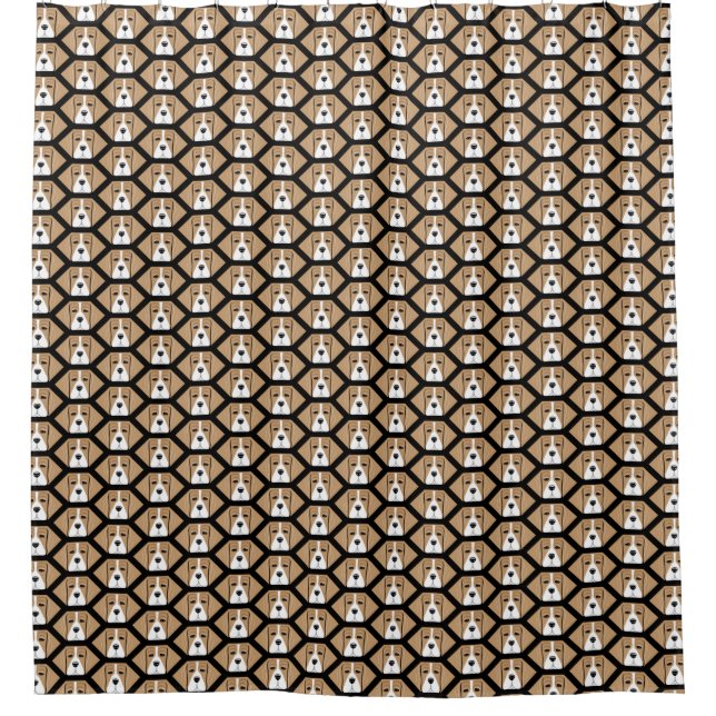 Beagle Face Pattern Shower Curtain (Front)