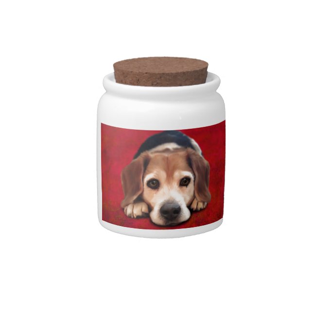 Beagle Fine Art Dog Art Painting Candy Jar (Front)