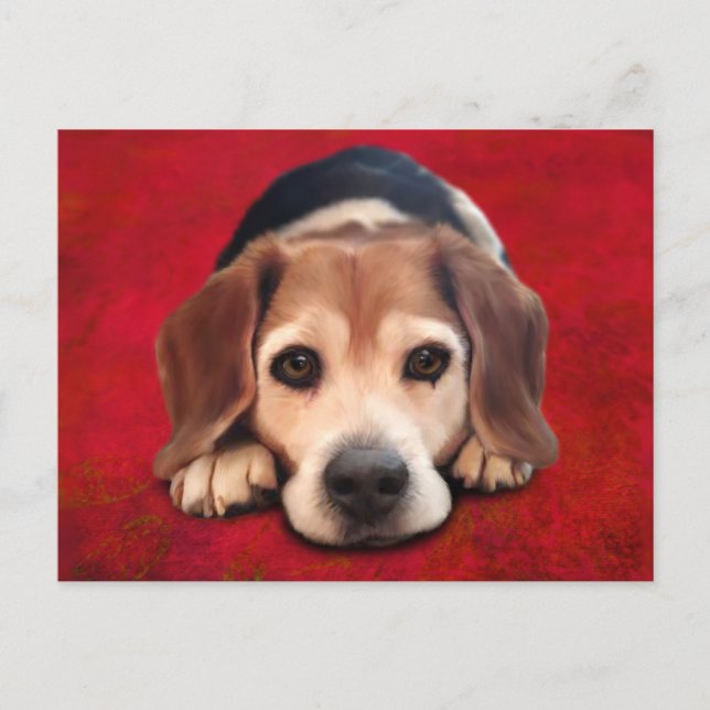 Beagle Fine Art Dog Art Painting Postcard (Front)
