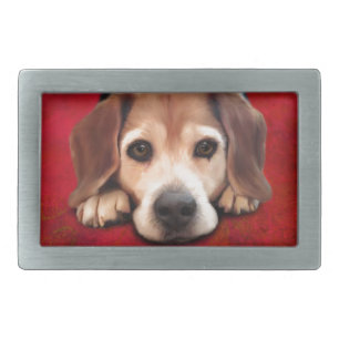 Beagle Fine Art Dog Art Painting Rectangular Belt Buckle