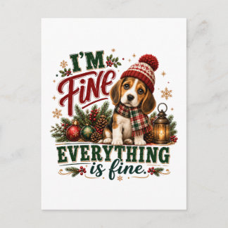 Beagle Fine Everything Is Fine Announcement Postcard