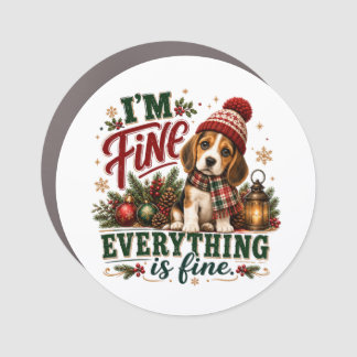 Beagle Fine Everything Is Fine Car Magnet
