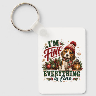 Beagle Fine Everything Is Fine Keychain