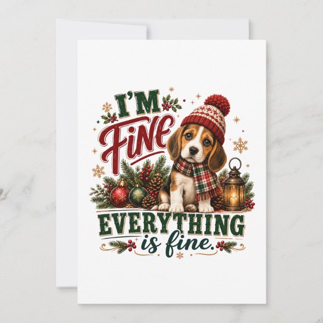 Beagle Fine Everything Is Fine Note Card (Front)