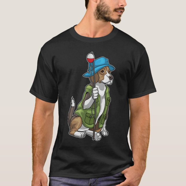 Beagle Fisher Fishing rod Fishing T-Shirt (Front)