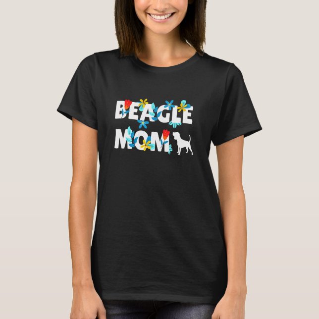 Beagle Floral Dog Flowers T-Shirt (Front)