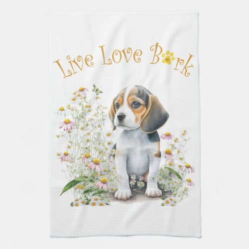 Beagle Floral Kitchen Towel