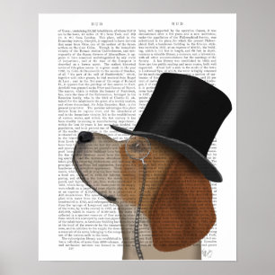 Beagle, Formal Hound and Hat Poster