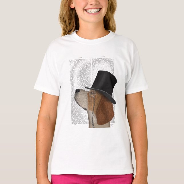 Beagle, Formal Hound and Hat T-Shirt (Front)