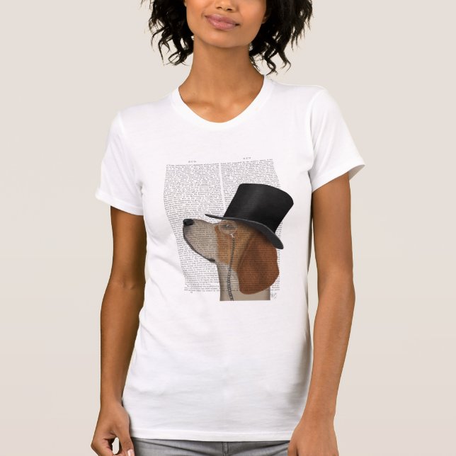 Beagle, Formal Hound and Hat T-Shirt (Front)