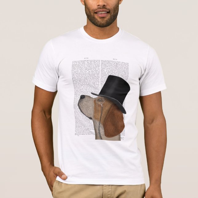Beagle, Formal Hound and Hat T-Shirt (Front)