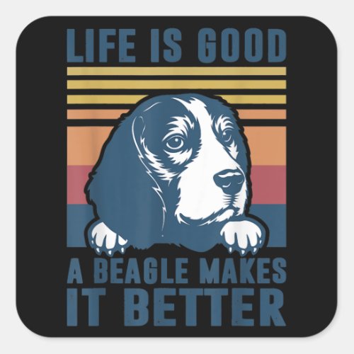 Beagle Gifts For Men Women Beagle Dog Mom Dad Square Sticker