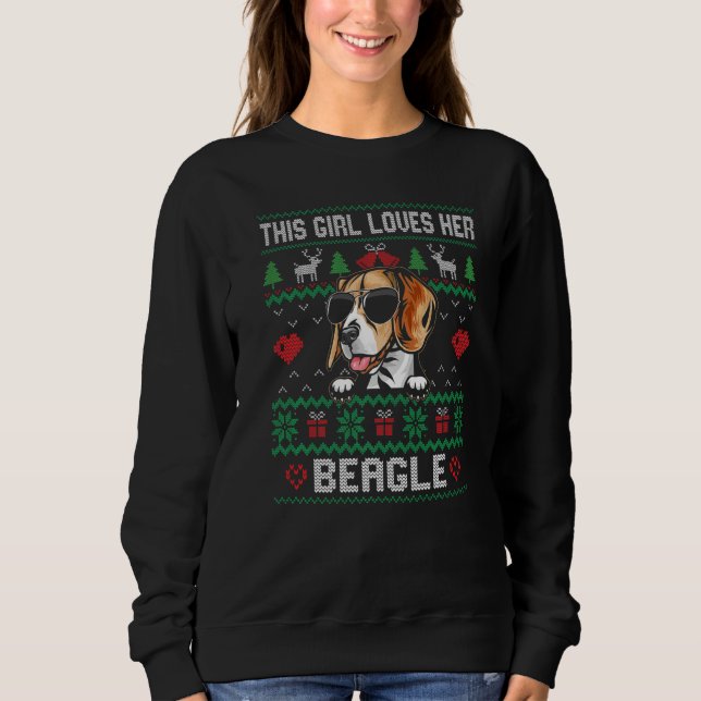 Beagle Girl Cool Ugly Christmas for Dog Mom Premiu Sweatshirt (Front)