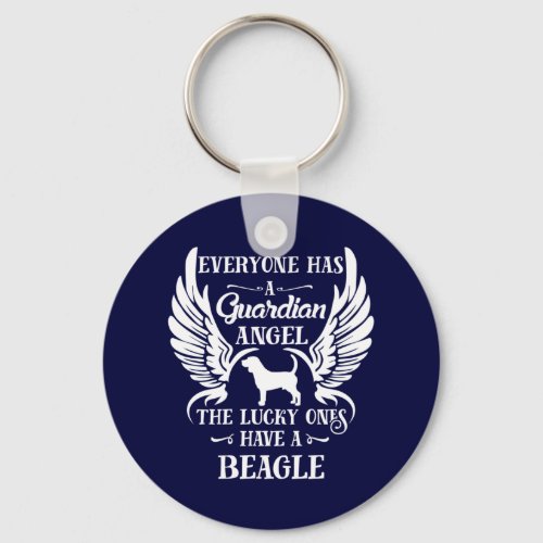 Beagle guardian angel typography keychain
