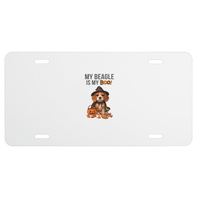 Beagle Halloween Costume  My Beagle is My Boo Dog  License Plate (Front)