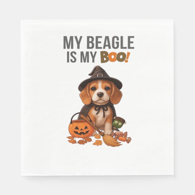 Beagle Halloween Costume  My Beagle is My Boo Dog  Napkins (Front)