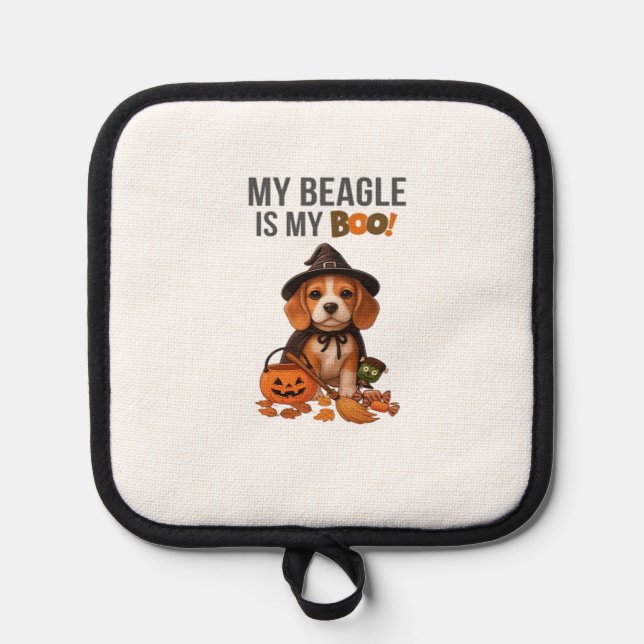 Beagle Halloween Costume  My Beagle is My Boo Dog  Pot Holder (Front)