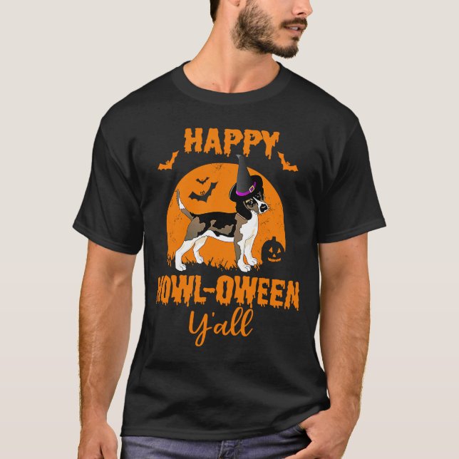 Beagle Halloween Happy Howloween Dog Pun T-Shirt (Front)