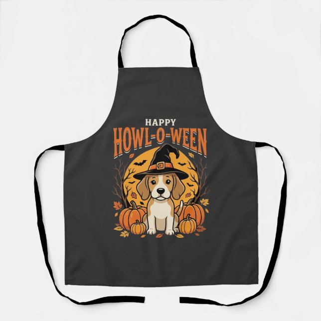 Beagle Halloween Howl-O-Ween Dog Pumpkin Design_1 Apron (Front)