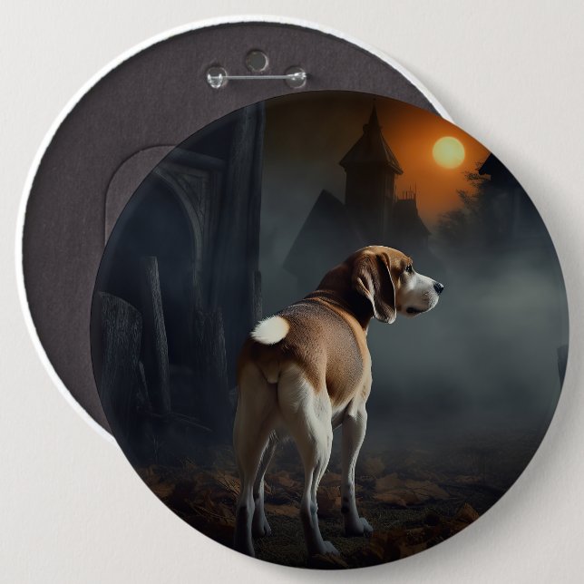 Beagle Halloween Scary  Button (Front & Back)