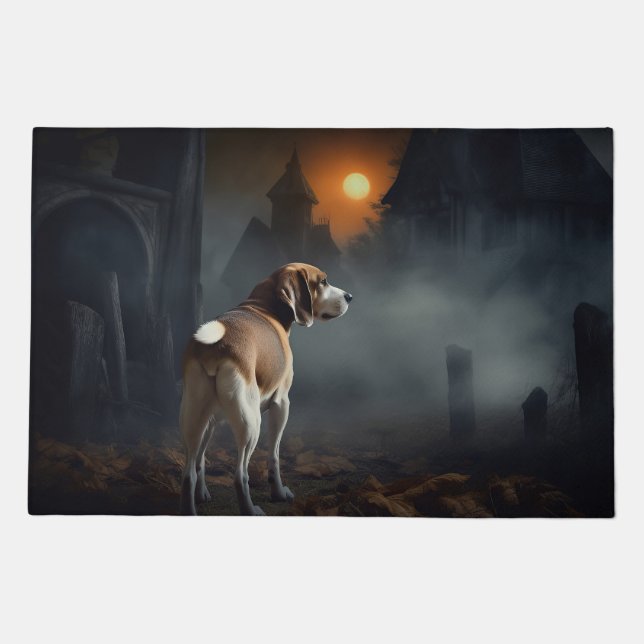 Beagle Halloween Scary  Doormat (Front)