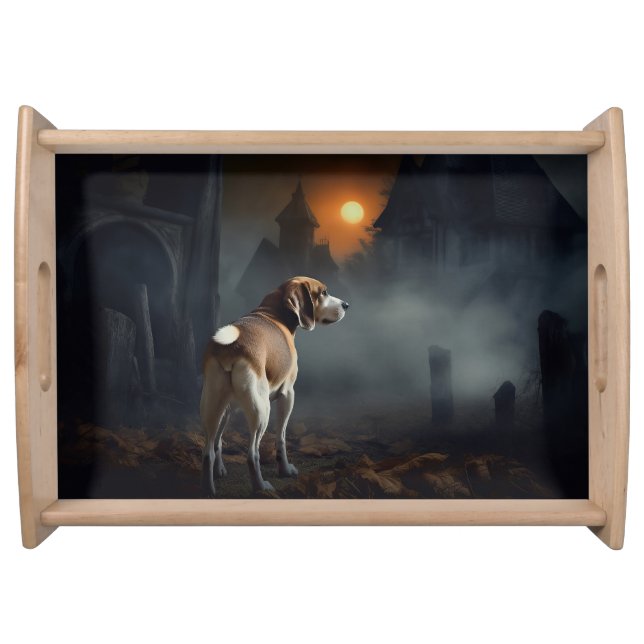 Beagle Halloween Scary  Serving Tray (Front)
