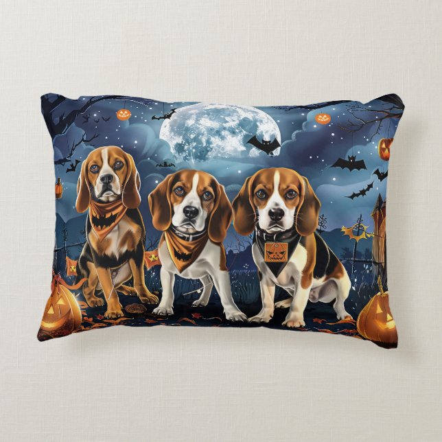 Beagle Halloween Spooky Accent Pillow (Back)